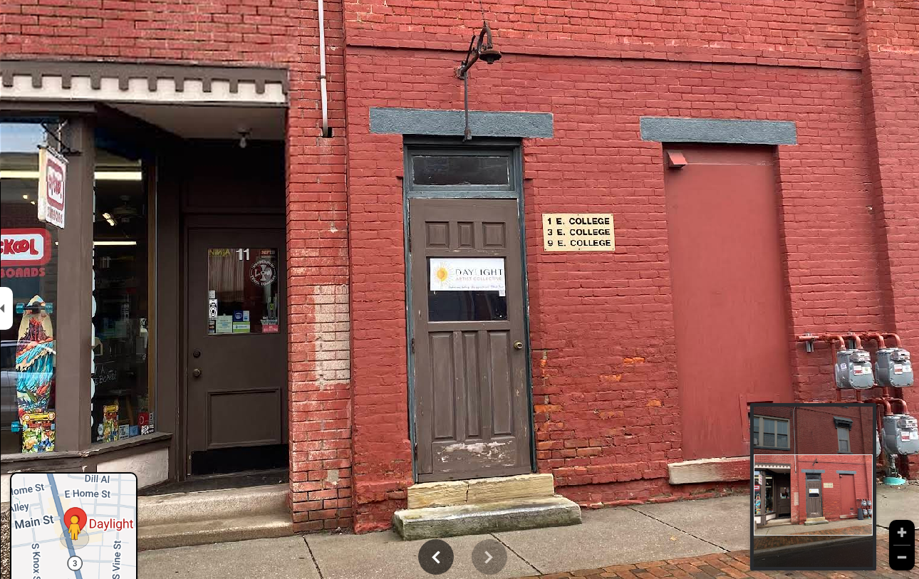 Front door of Daylight Artist Collective at 9 E College Ave, Westerville